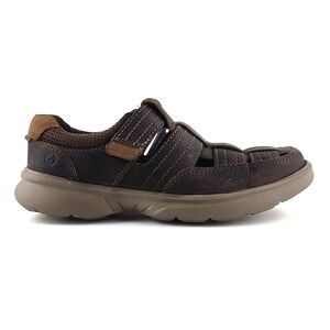 Clarks Brown Leather Fisherman Sandal with Tan Accent